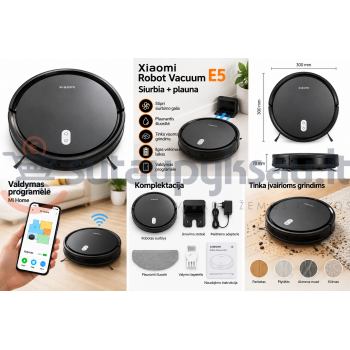 Xiaomi Robot Vacuum E5 robotas siurblys su plovimu Xiaomi Robot Vacuum E5 robotas siurblys su plovimu